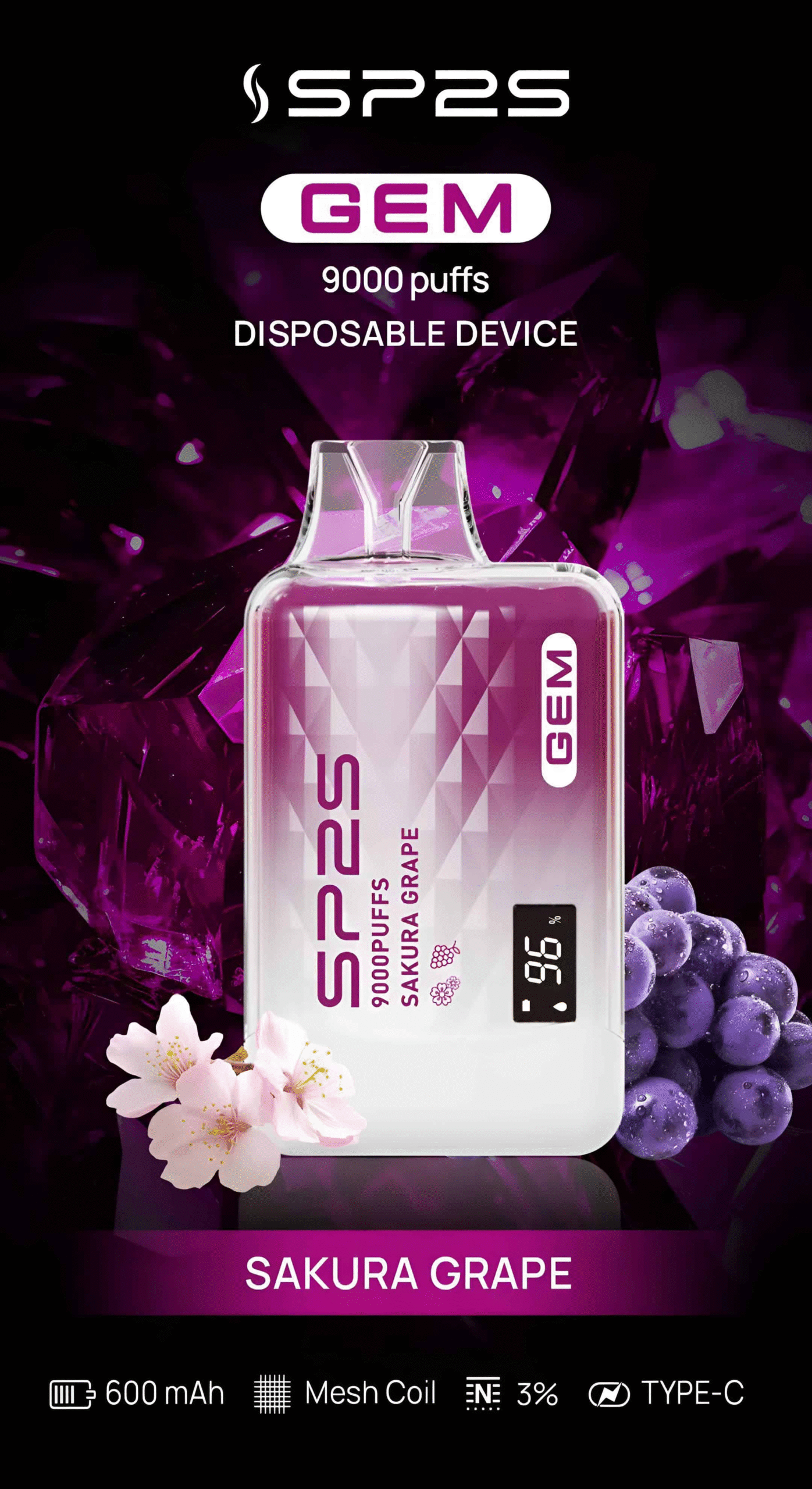 SP2S GEM 9000 PUFFS 拋棄式電子煙