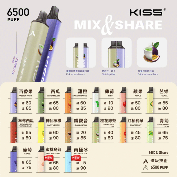 KIS5 6500口拋棄式電子煙 鎧斯一次性煙桿 MIX&SHARE
